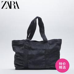 Zara ပစ္စည်းအသစ် လက်ကိုင်အိတ် မီးခိုးအရင့် Corduroy မြင့်မားသောစွမ်းရည် ပခုံး လက်ကိုင် စျေးဝယ် အိတ် 16129710084