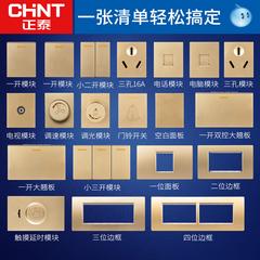 Chint 118 အမျိုးအစား switch socket panel ကို ရှမ်ပိန်ရွှေရောင် 5 အပေါက် မျက်လုံးအိမ် နှစ်ဆယ်သုံး ထည့်သွင်း 16a Power Supply usb အဖွဲ့ module