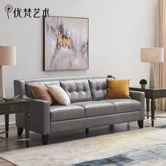 Youfan Art Checkerboard / American style buckle leather sofa combination leather small apartment combination sofa142C-554 912212