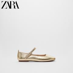 Zara ဒီဇိုင်းသစ် ကလေးဖိနပ် မိန်းကလေး ရွှေရောင် ဘဲလေး ဖိနပ် 12528630091