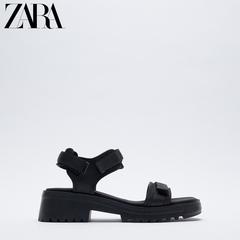 Zara နွေရာသီ ဒီဇိုင်းသစ် trf အမျိုးသမီးဖိနပ် အနက် ရေလှိုင်း ထူသောအပေါ်ယံလွှာ အရှိန်မြင့် အပါး ကြိုးသိုင်းဖိနပ် 13647710040