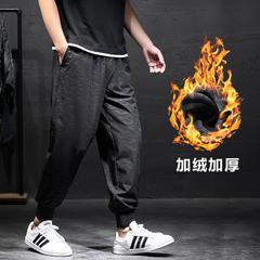 ကျဆုံးခြင်းနှင့်ဆောင်းရာသီ ဆိုဒ် Sweatpants အမျိုးသား ပေါင်း ကတ္တီပါ အထူ အပွ ခြေရှုံ့ ပေါ့ပေါ့ပါးပါးဘောင်းဘီ ဖက်တီး ပေါင်း ဆီ XL ဆွဲသား မိန်းမဆောင်ဘောင်းဘီ