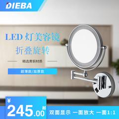 dieba အားလုံးကြေးနီ LED နံရံ ကြည့်မှန် သား ပါ LED မီး မှန်  ခေါက်နိုင် အတိုးအလျှော့ ကြည့်မှန် Cosmetology မှန်