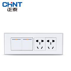 Chint 118 အမျိုးအစား switch socket အသစ် လေး နှစ် ဖွင့် dual ထိန်းချုပ်မှု နှစ် ထည့်သွင်း ခဲမဖြူ ထည့်သွင်း မျက်နှာပြင် 5 အပေါက် အဖြူ