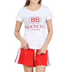 Balenciaga စာတန်းပါ T shirt အင်္ကျီ ဘေးဆင်းပါ ဘောင်းဘီတို အမျိုးသမီးဝတ်ဝမ်းဆက် 006127