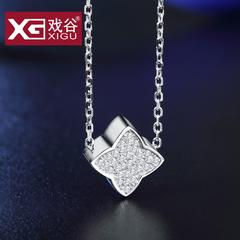 925 Silver, လည်ဆွဲ အမျိုးသမီး ညှပ်ရိုး ကွင်းကြိုး ရိုးရှင်းသော ကိုရီးယား လေးရွက်ကလိုဗာပင် ကျောင်းသား ဆွဲသီး/ဆွဲပြား အလှဆင်ပစ္စည်း မွေးနေ့လက်ဆောင်တစ်ခု လက်ဆောင်ပေး မိန်းမကလေး