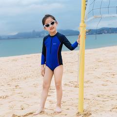 ဒီဇိုင်းသစ် ကလေး ချစ်စရာ လက်ရှည် ကလေး Swimsuit ဆိုဒ် ကိုရီးယား ins လေတိုက် နေကာ တစ်ဆက်တည်း ၃ထောင့် မိန်းကလေး ရေကူးဝတ်စုံ