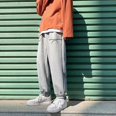 မီးခိုး Sweatpants အမျိုးသား နွေဦးနှင့်ဆောင်းဦးရာသီ ဖက်တီး မြင့်မားသောလမ်း ins ဒီရေကျ ကိုးအချက်များ ဘောင်းဘီ တည့်ပွ အပွ ဆိုဒ် တရာ ယူ ခြေရှုံ့ ဝေဘောင်းဘီ