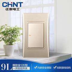 Chint လျှပ်စစ် type 120 သစ် စတီးဘောင် နံရံ switch socket ရွှေရောင် ဖွင့်လှစ် dual ထိန်းချုပ်မှု