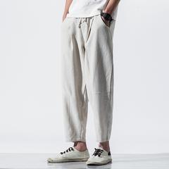 နွေရာသီ အပါးဒီဇိုင်း Sweatpants အမျိုးသား နို့နှစ်ရောင် အဖြူ ပေါင်း ဆီ XL ဆိုဒ် အပွ တည့်ပွ ဆှဲထား အာရုံ ချည်ကြမ်းစ ကိုးအချက်များ မိန်းမဆောင်ဘောင်းဘီ ဒီရေကျ