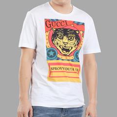 GUCCI စာတန်းနှင့် ကျားခေါင်းပုံပါ ပေါ့ပေါ့ပါးပါး အမျိုးသားဝတ်တီရှပ်လက်တို 006277