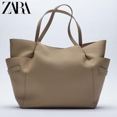 Zara ဒီဇိုင်းသစ် လက်ကိုင်အိတ် ဖုန်မှုန့်အရောင် မြင့်မားသောစွမ်းရည် ဘေးဘက် အိတ်ကပ် ဆင်ယင်မွမ်းမံခြင်း ပခုံး လက်ကိုင် စျေးဝယ် အိတ် 16127710131