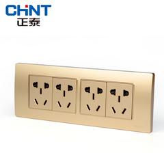 Chint 118 အမျိုးအစား switch socket panel ကို အသစ် စတီးဘောင် ရှန်ပိန်ရောင် ပြိုးပြိုးပြက်ပြက် ရွှေရောင် လေး တန်း ထည့်သွင်း မျက်လုံးအိမ် လေး လေး ထည့်သွင်း