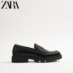 Zara ဒီဇိုင်းသစ် ယောက်ျားရဲ့ဖိနပ် အနက် ထူသောအပေါ်ယံလွှာ လှေ ဖိနပ် Loafers 12608720040