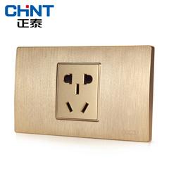 ဒီဇိုင်းသစ် Chint လျှပ်စစ် 118 အမျိုးအစား switch socket အသစ် အစင်းလိုင်း ရွှေရောင် embed စတီးဘောင် တစ် တစ် ဦး က plug ကို 5 အပေါက် မျက်လုံးအိမ်