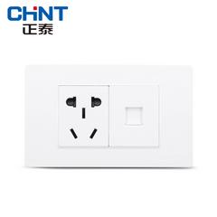 Chint လျှပ်စစ် 118 အမျိုးအစား နံရံ switch socket panel ကို အသစ် စတီးဘောင် ပြိုးပြိုးပြက်ပြက် အဖြူ နှစ် တစ် ဦး က plug ကို ဖုန်းနံပါတ်