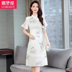 Cheongsam တိုးတက်ဗားရှင်း ဂါဝန် 2020 Amoi ဒီဇိုင်း Nation လေတိုက် လက်တို ပန်းရိုက် အနှုတ် အသက်အရွယ် စိတ်ထား ဆိုဒ် ဝသော မီလီမီတာ စကပ်