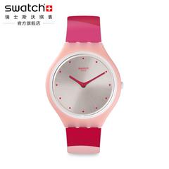 swatch Swatch ဆွစ်ဇာလန် လက်ပတ်နာရီ အသားအရေ အလွန်ပါး ပစ္စည်းကရိယာ ပန်းရောင် Quartz အမျိုးသမီး နာရီ svop101