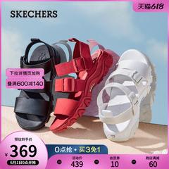 skechers Skye ထူးဆန်းသော နွေရာသီ ဒီဇိုင်းသစ် ထူသောအပေါ်ယံလွှာ ကြိုးသိုင်းဖိနပ် အမျိုးသမီး ပေါ့ပေါ့ပါးပါးဖိနပ် မျက်လည့် ကပ် အဆိုပါစကားလုံး စတိုင် ချိတ် ပါ ဖိနပ်