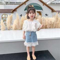 ကလေးဝတ် ကိုရီးယား 2020 နွေရာသီ မိန်းကလေး ချိုသော ချစ်စရာ ထိုးဇါ ဖြတ်ဆက် ဂျင်းရောင် စကပ်တို စကပ် 55061