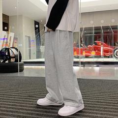 မီးခိုး ခြေရှုံ့ Sweatpants အမျိုးသား နွေရာသီ ဘောင်းဘီ အပွ တရာ ယူ ဝေဘောင်းဘီ ပေါ့ပေါ့ပါးပါး တည့်ပွ ကျယ်ပြန့်ခြေထောက် ဘောင်းဘီရှည် ins9 မှတ် ဘောင်းဘီ