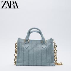 Zara ဒီဇိုင်းသစ် လက်ကိုင်အိတ် အပြာ သံကြိုး ပုခုံးကြိုး ဂျင်းရောင် Mini စျေးဝယ် အိတ် 16827710017