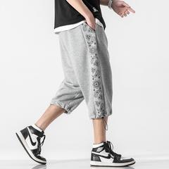 သီဟိုဠ်စေ့ ပန်းပွင့်ပုံစံ မီးခိုး Sweatpants အမျိုးသား နွေရာသီ အပါးဒီဇိုင်း 7ကွာတားဘောင်းဘီ ဖက်တီး အပွ ဆိုဒ် ခေတ်မှီ တရာ ယူ ပေါ့ပေါ့ပါးပါး ဘောင်းဘီ