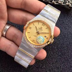 OMEGA ဓါတ်ခဲနာရီ  အဝိုင်းပုံ  လက်တံနာရီ   စတီးအိုး  စတီးကြိုး လူငယ်လူလတ် ရှေးလက်ရာစတိုင်   အမျိုးသား နာရီ    လက်ပတ်နာရီ   021266