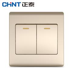 Chint switch socket panel ကို သစ် ရှမ်ပိန်ရွှေရောင် နှစ် ဖွင့် dual ထိန်းချုပ်မှု အဖွင့်အပိတ် panel ကို 86 panel ကို