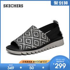 skechers Skye ထူးဆန်းသော နွေရာသီ ဒီဇိုင်းသစ် Nation လေတိုက် ဂျီသြမေတြီပန်း အရေကြောင်း mesh ပေါ့ပေါ့ပါးပါးဖိနပ် အမျိုးသမီး ကြိုးသိုင်းဖိနပ် 40999