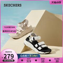 skechers Skye ထူးဆန်းသော 2021 အရာရှိ ဒီဇိုင်းသစ် ကြိုးသိုင်းဖိနပ် အမျိုးသမီး ခေတ်ဆန် ခညျြးနှီးဆှေးနှေး အောက်ခံ မျက်လည့် ကပ် ထူသောအပေါ်ယံလွှာ ပေါ့ပေါ့ပါးပါး အမျိုးသမီးဖိနပ်