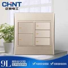 Chint လျှပ်စစ် type 120 သစ် စတီးဘောင် နံရံ switch socket ရွှေရောင် ဝူကိုင် dual ထိန်းချုပ်မှု