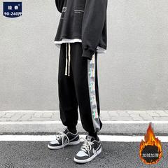 ပေါင်း ကတ္တီပါ Sweatpants အမျိုးသား ဆောင်ဦးနှင့်ဆောင်းရာသီဒီဇိုင်း ရောင်ပြန် ပန်းရိုက် အပွ ဆိုဒ် ခြေရှုံ့ ဘောင်းဘီ ခေတ်မှီ တရာ ယူ အထူ ပေါ့ပေါ့ပါးပါး ဝေဘောင်းဘီ