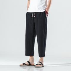 ချည်ကြမ်းစ Sweatpants အမျိုးသား နွေရာသီ အပါးဒီဇိုင်း လေတိုက် အပွ တည့်ပွ ခေတ်မှီ တရာ ယူ ဖက်တီး ဆိုဒ် ကိုးအချက်များ 8 မှတ် ဘောင်းဘီ