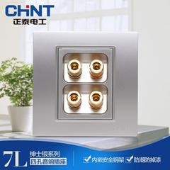 Chint လျှပ်စစ် 86 စတီးဘောင် switch socket panel ကို အသစ် လူကြီးလူကောင်းငွေ လေးပေါက် အသံ မျက်လုံးအိမ်