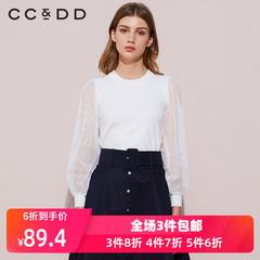 ccdd2020 နွေဦး ပစ္စည်းအသစ် counters စစ်မှန် ရိုးရှင်းသော ခေတ်ဆန် အမျိုးသမီး ခေါင်းစွတ် လည်ဝိုင်း လက်ရှည် တရာ ယူ အဖြူ ဆွယ်တာအင်္ကျီ