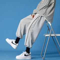 ဖက်တီး မီးခိုး Sweatpants သား အမျိုးသား ဒီရေအမှတ်တံဆိပ် အပွ ဆိုဒ် ဆွဲ ကြိုး ခြေရှုံ့ ဘောင်းဘီ ကိုရီးယားလှိုင်း stream ကျယ်ပြန့်ခြေထောက် ကိုးအချက်များ ဝေဘောင်းဘီ