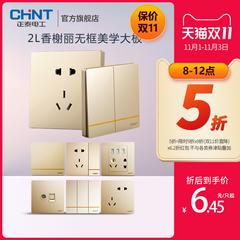 Chint switch socket panel ကို 86 ပါ usb ဖွင့်လှစ် 5 5 အပေါက်ကမိသားစု မှောင် ဝတ်စုံ 16a အဲယားကွန်း/Air Condition နံရံ ရွှေ အပေါက်