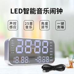 စမတ် အသံ ဂီတ နှိုးစက် LED တီထွင်ဖန်တီး spreadsheet ညအရောင် Silent အိပ်ခန်း ကျောင်းသား ရာဘေး Hygrometer