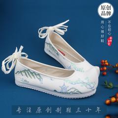 ဟန်တရုတ်အဝတ်အစား ဖိနပ် ရှေးရိုးရာစတိုင် ထူးချွန် ခေါင်း ဖိနိပ် လေတိုက် ချယ်လှယ်သောဖိနပ် အဟောငျး အထည်ဖိနပ် အပါး ဖိနပ် အမျိုးသမီး