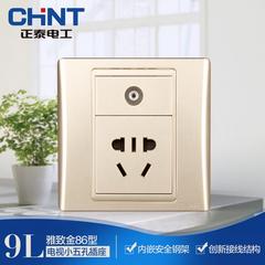 Chint switch socket 86 သစ် လှပတင့်တယ်သော ရွှေရောင် တီဗီ မျက်လုံးအိမ် 5 အပေါက် မျက်လုံးအိမ် panel ကို