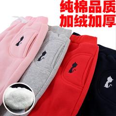 ကလေး ဆောင်းရာသီ ဘောင်းဘီ မိန်းကလေး Sweatpants ပေါင်း ကတ္တီပါ အထူ Waichuan အပွ ပေါ့ပေါ့ပါးပါးဘောင်းဘီ အနွေးထိန်း မိန်းကလေး ဂွမ်းကပ်ဘောင်းဘီ ဝါ ဝေဘောင်းဘီ