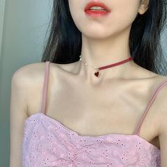 ခုန် ချိုသော အသည်းပုံ ဆွဲသီး/ဆွဲပြား choker နူးညံ့သော ပုလဲ ညှပ်ရိုး ကွင်းကြိုး အမျိုးသမီး ကိုရီးယား ပုဂ္ဂိုလ် စိပ်သော သံကြိုး ဆွဲကြိုး x348