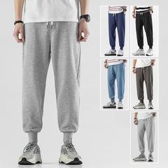 နွေရာသီ အပါးဒီဇိုင်း Sweatpants အမျိုးသား ပေါ့ပေါ့ပါးပါး ဘောင်းဘီရှည် အမျိုးသား ဘောင်းဘီ ခြေဘဝါး ဘောင်းဘီ အပွ ခြေရှုံ့ ဘောင်းဘီ မိန်းမဆောင်ဘောင်းဘီ ခေတ်မှီ